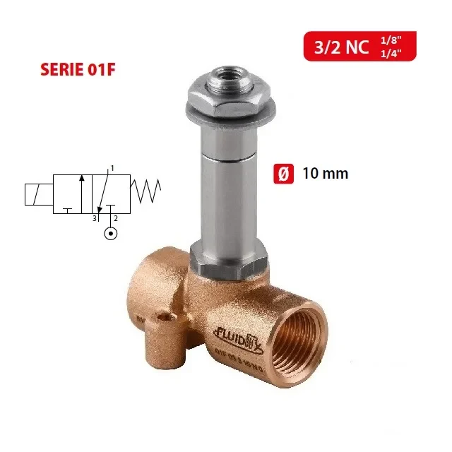 01F FLUID SOL Ø10- 3/2 NC PŘÍMO OVLÁDANÝ SOL. S ODVĚTRÁNÍM