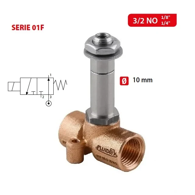 01F FLUID SOLENOID Ø10- 3/2 NO přímo ovládavý s centr. přívodem