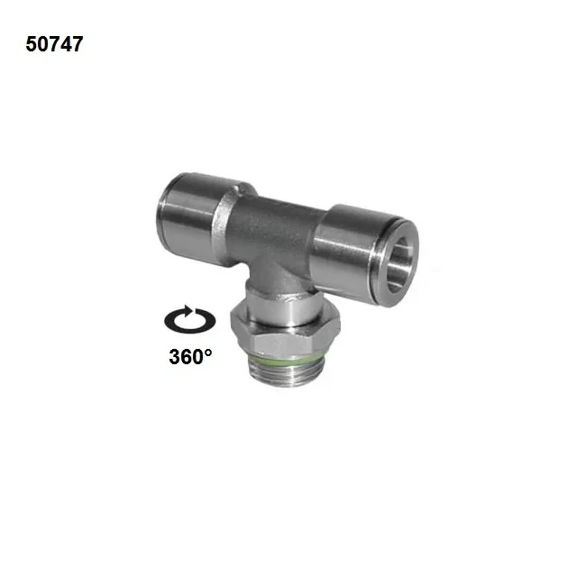 PŘÍPOJKA otočná T-90° Push-In SS-316L