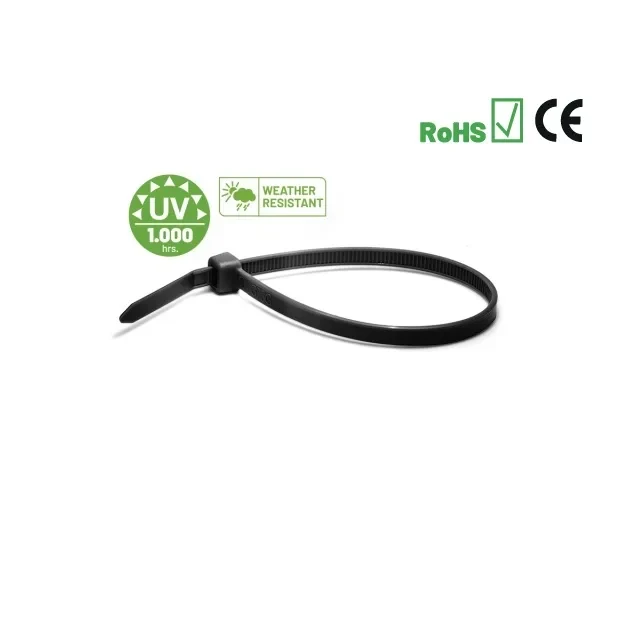 Balení 100 PÁSEK, STAHOVACÍ PÁSKY ČERNÉ UV-1000, NUV