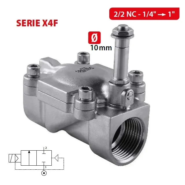 X4F -2/2 NC ELEKTROMAGNETICKÝ SS VENTIL SERVO-ASIST