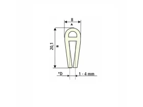 Silikonový profil s bublinkou 8 x 20,1 mm, tl. 2 mm