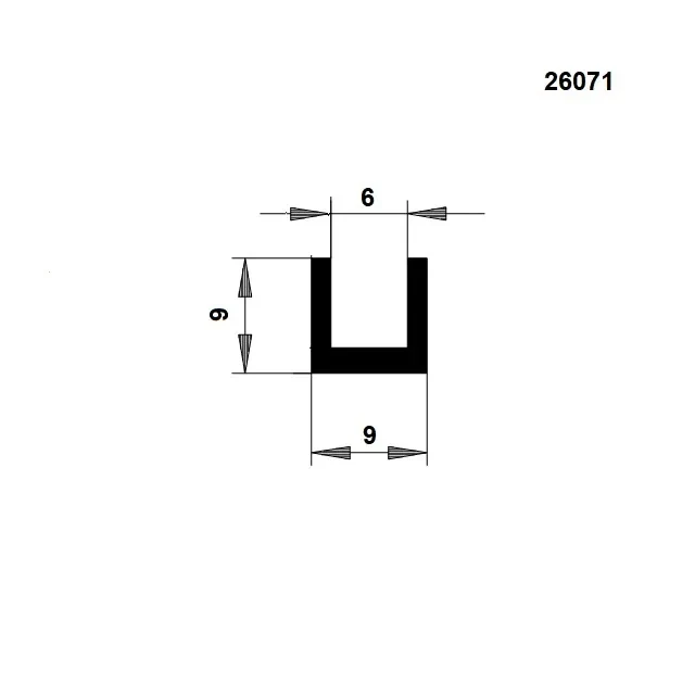 PROFIL TVAR U EPDM 70 ShA 26071