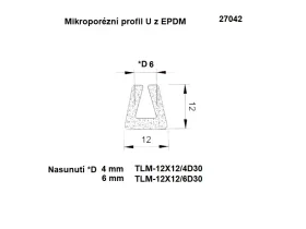 MIKROPORÉZNÍ PROFIL TVAR U, EPDM 30°Sh catalog-item_2653078_img_16050645356756