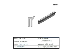 SILIKONOVÝ PROFIL "U" OF80033K/FDA 40°ShA