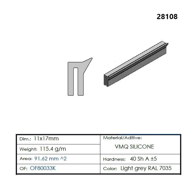 SILIKONOVÝ PROFIL "U" OF80033K/FDA 40°ShA
