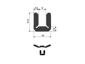 PROFIL TVAR U EPDM 70°Sh, 29501