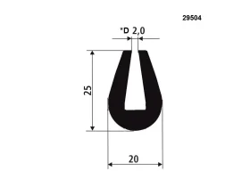 PROFIL TVAR U EPDM 70° ShA 29504