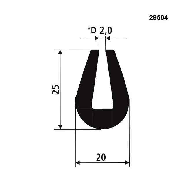 PROFIL TVAR U EPDM 70° ShA 29504 PROFIL TVAR U EPDM 70° ShA 29504